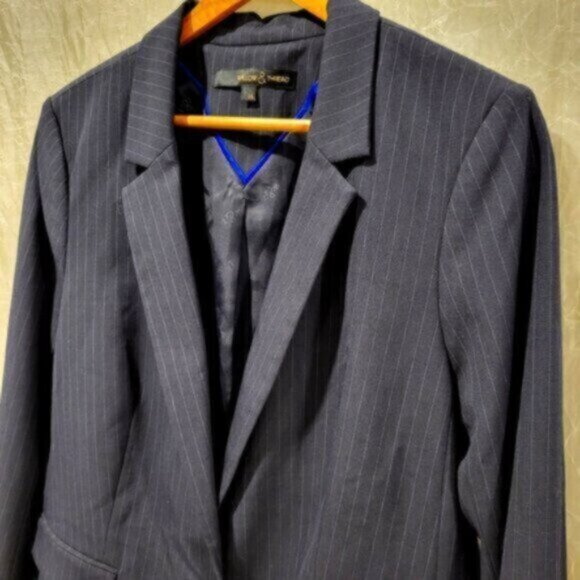 Blazer Sz 12 Blue Pinstripe Willow & Thread Women’s - Picture 7 of 10